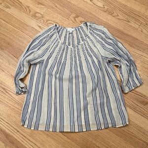 Striped Top - Blue and White Metallic